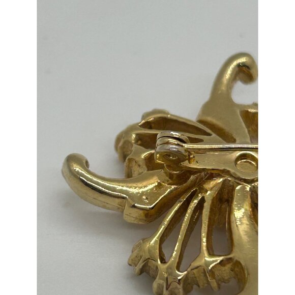 Faux Opal Swirl Brooch Gold-Tone With Faux Pearls & Purple Rhinestones Atomic - Picture 7 of 8